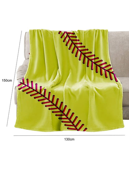 Yellow Baseball Stitch Pattern Cozy Cotton Throw 130x150cm