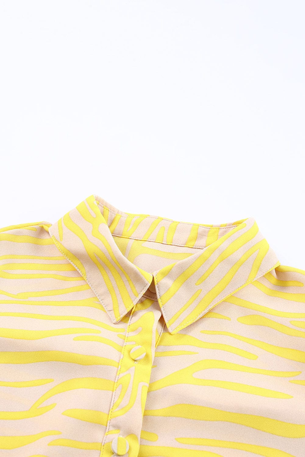 Yellow Zebra Striped Lantern Sleeve Blouse