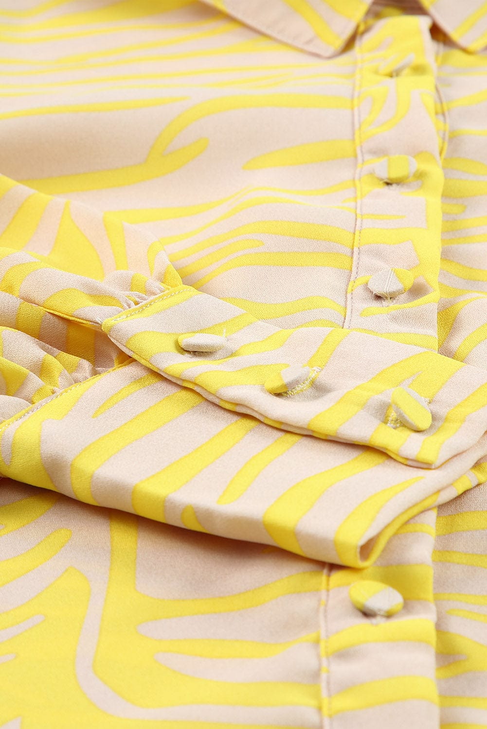 Yellow Zebra Striped Lantern Sleeve Blouse