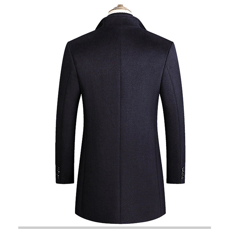 Stylish Men's Wool Trench Coat for Fall & Winter Fashion