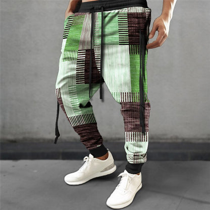 Trendy Plaid Casual Men's Sweatpants with Side Pockets