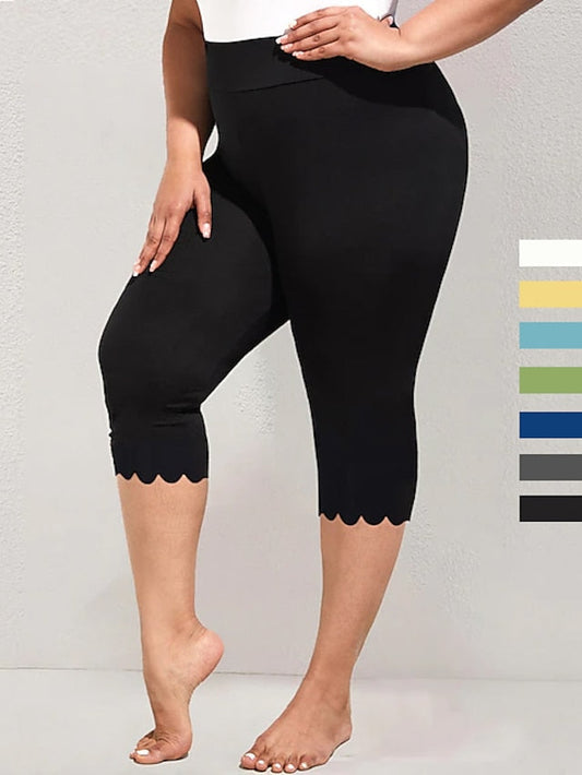 Women's Capri Leggings Tummy Control Butt Lift High Waist Yoga Fitness Gym Workout Capri Leggings Black White Yellow Plus Size Sports Activewear High Elasticity Skinny - LuckyFash™