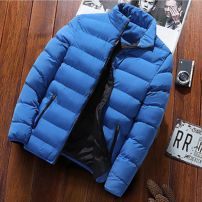 Men's Winter Jacket Puffer Jacket Padded Classic Style Sports Outdoor Windproof Warm Winter Solid Color Black Wine Red Navy Blue Puffer Jacket