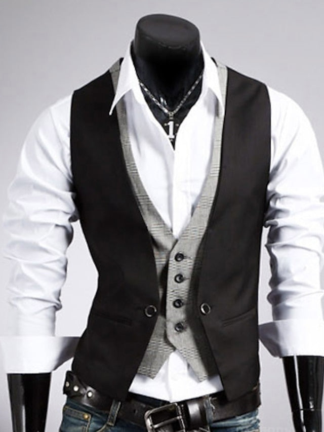 Dapper Winter Men's Formal Slim Fit Vest in Black and Brown