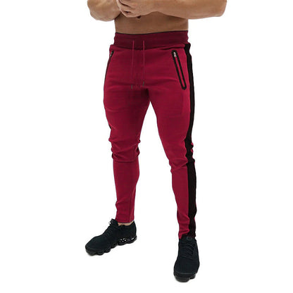 Color Block Men's Joggers with Convenient Pocket, Travel-Friendly Design