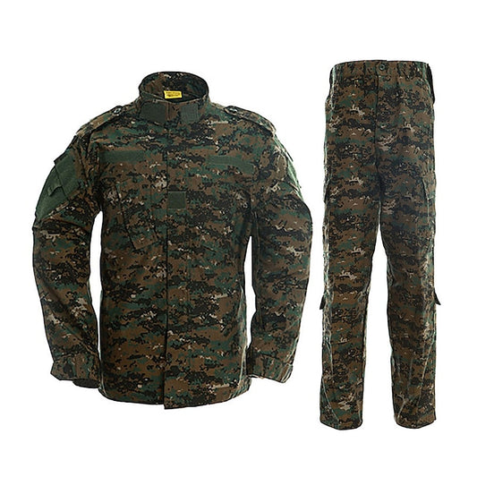 Men's Tactical Combat Shirt and Pants Hunting Jacket with Pants Outdoor Ripstop Breathable Multi-Pockets Sweat-Wicking Summer Spring Camo / Camouflage Clothing Suit Polyester Hunting Military Outdoor