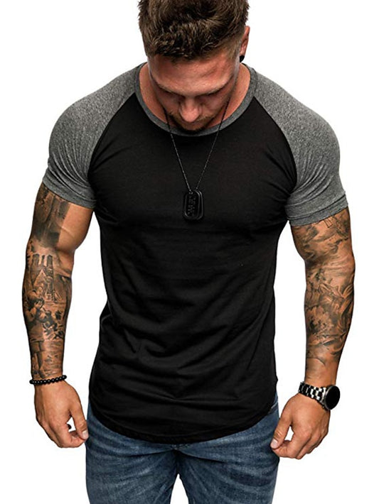 Men's Shirt T shirt Tee Graphic Color Block Raglan Sleeve Crew Neck Plus Size Sports Fitness Short Sleeve Clothing Apparel Sportswear Muscle Esencial