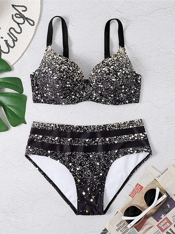 Ombre Dots Print Bikini Set with Open Back for Women