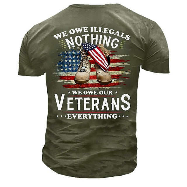 Camouflage Mens 3D Shirt For Veterans Day | Purple Autumn Cotton | Men'S Unisex Tee Slogan Shirts Retro Graphic Prints Shoe National Crew Neck Yellow Army Green Navy Blue