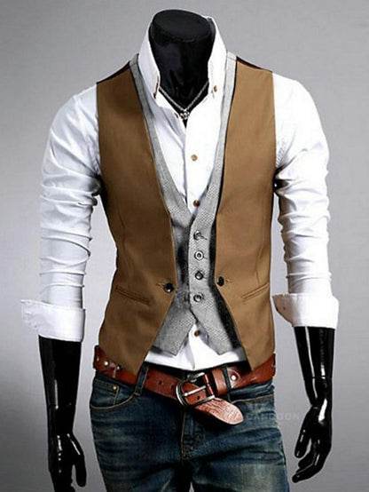 Dapper Winter Men's Formal Slim Fit Vest in Black and Brown