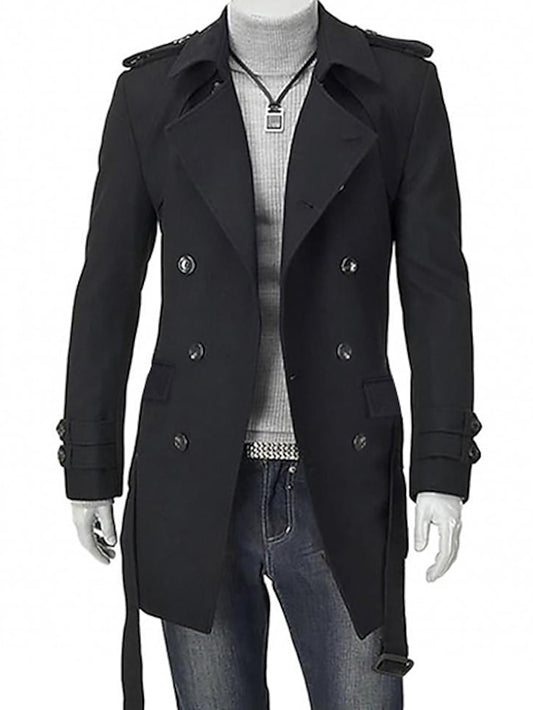 Winter Elegance: Men's Classic Peacoat for Business and Casual Wear