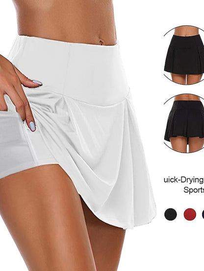 Women's Tennis Skirts Golf Skirts Side Pocket  2 in 1 Moisture Wicking Yoga Fitness Tennis Skort 1# 2# 3# Spandex Sports Activewear High Elasticity - LuckyFash™