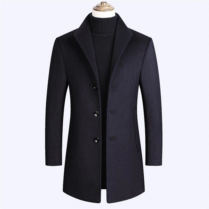 Stylish Men's Wool Trench Coat for Fall & Winter Fashion