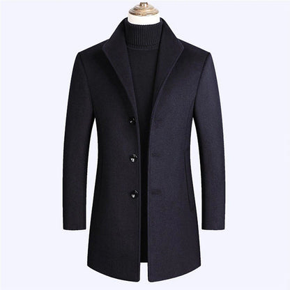 Stylish Men's Wool Trench Coat for Fall & Winter Fashion