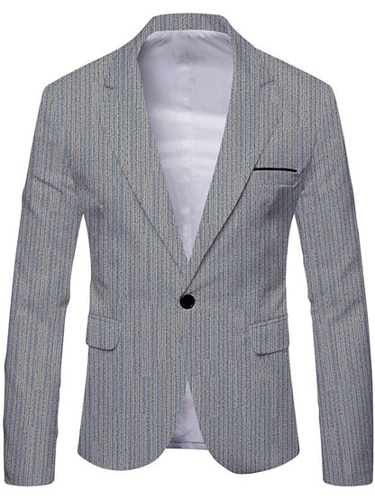 Fashionable Men's Color Block Striped Single Breasted Blazer - Brown/Gray