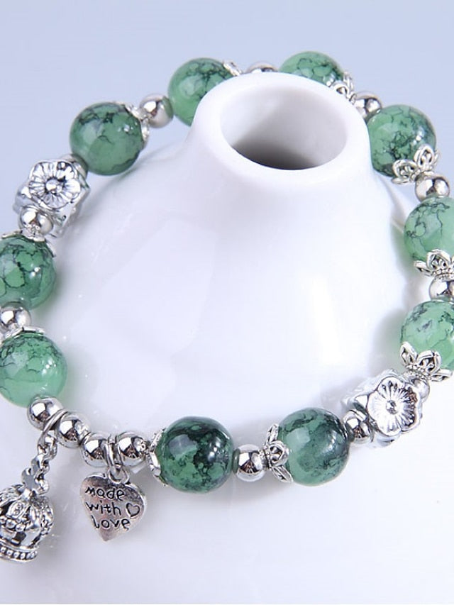 Women's Charm Bracelet Bead Bracelet Beaded Heart Simple Resin Bracelet Jewelry Green For Daily - LuckyFash™