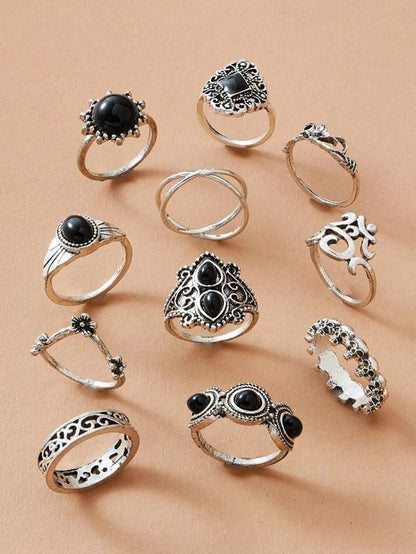 11pcs Skull & Gemstone Decor Ring - INS | Online Fashion Free Shipping Clothing, Dresses, Tops, Shoes