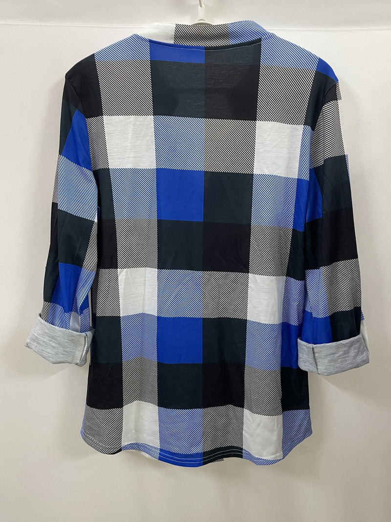 Casual Plaid Shirt, Long Sleeve V-neck Shirt,  Casual Every Day Tops, Women's Clothing
