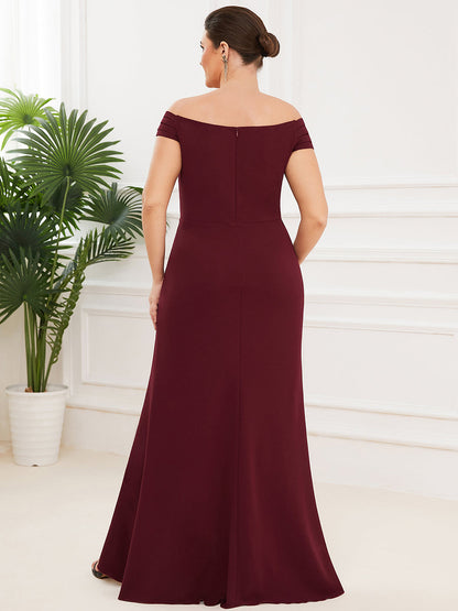 Elegant Plus Size Off-Shoulder A-Line Evening Gown with Stylish Raglan Sleeves