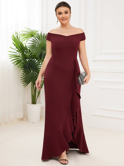 Plus Off Shoulders A Line Wholesale Evening Dresses with Raglan Sleeves