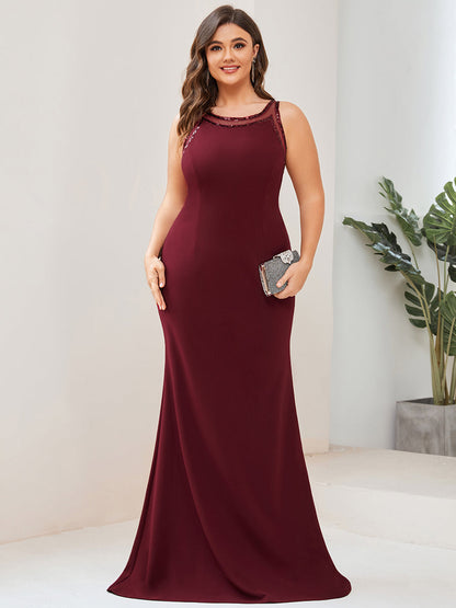 Plus Round Neck Backless Sleeveless A Line Wholesale Evening Dresses