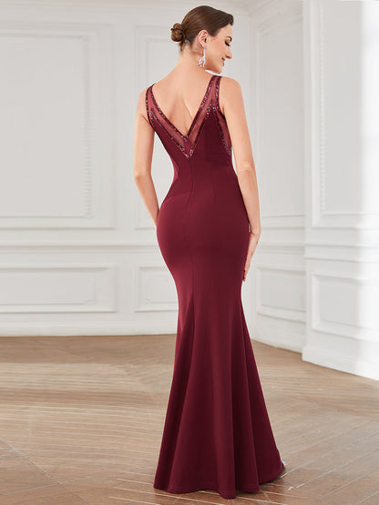 Round Neck Backless Sleeveless A Line Wholesale Evening Dresses
