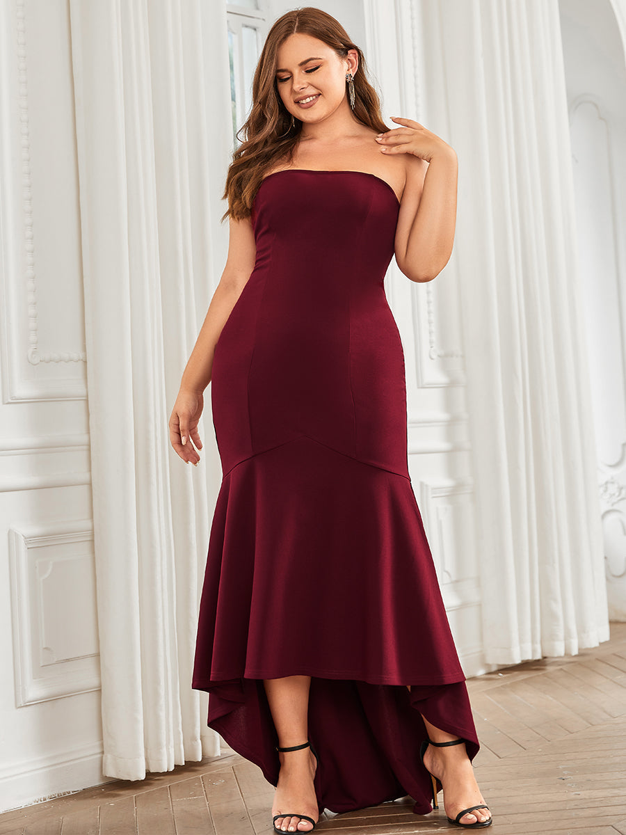 Elegant Strapless Mermaid Hemline Evening Gown in Plus Size