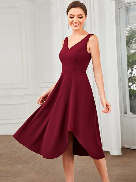 Sleeveless Asymmetrical Hem Wholesale Evening Dresses with V Neck