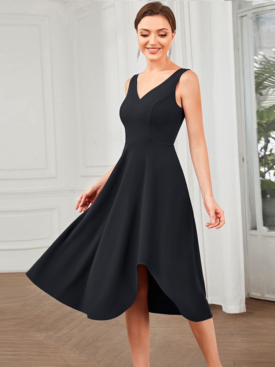 Sleeveless Asymmetrical Hem Wholesale Evening Dresses with V Neck