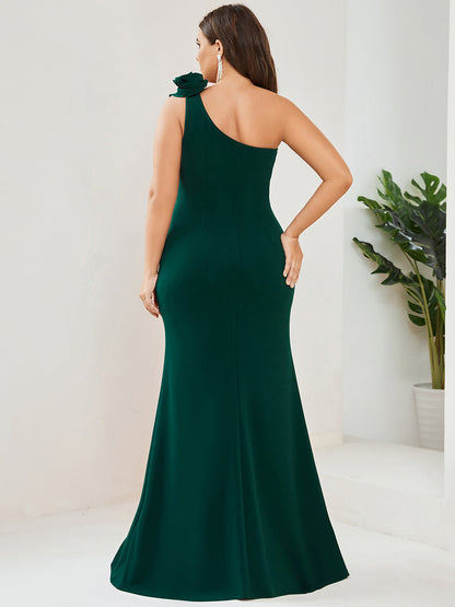 Plus Sexy One Shoulder A Line Floor Length Wholesale Evening Dresses