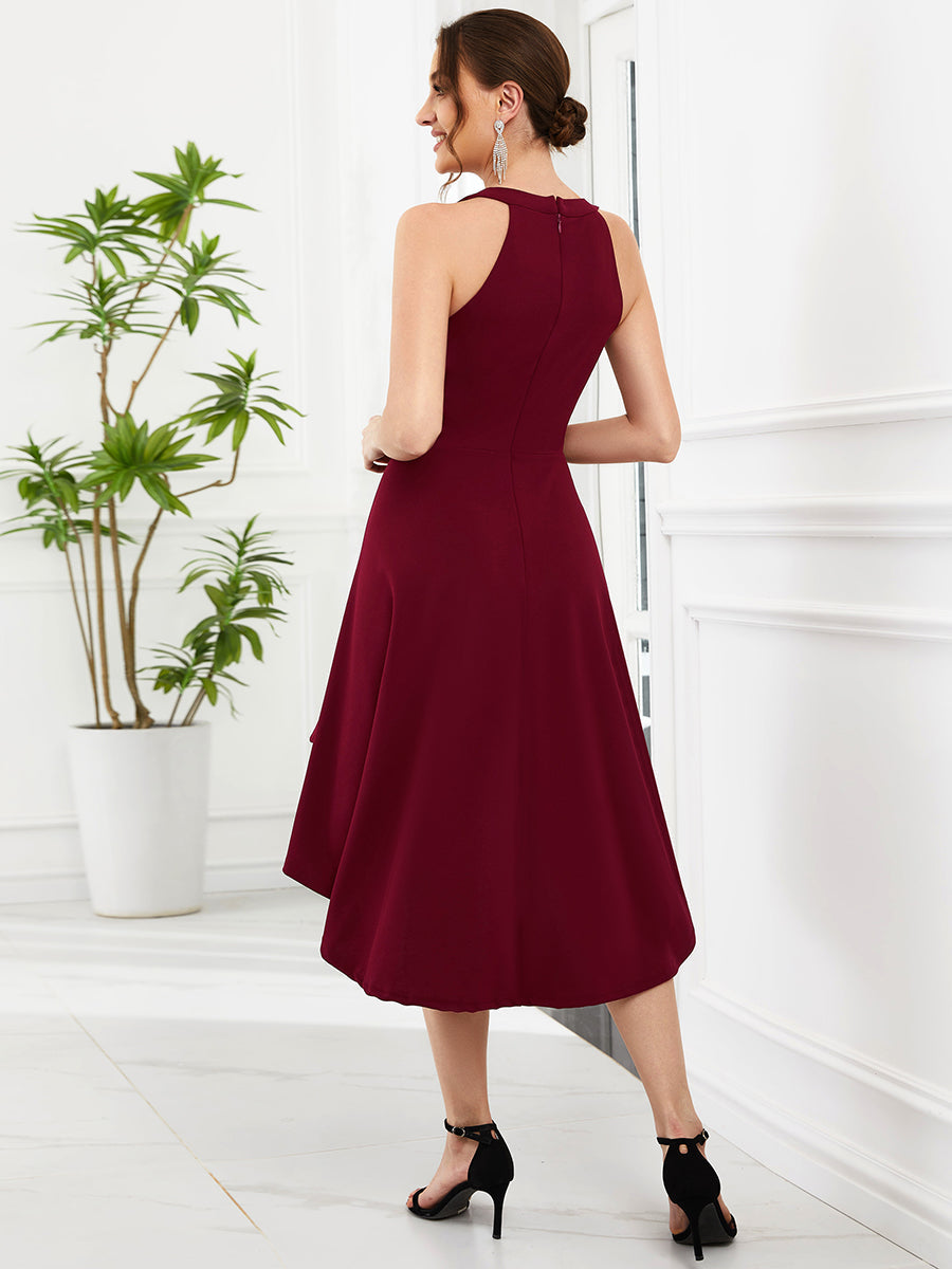 Round Neck Knee Length Asymmetrical Hem Wholesale Evening Dresses