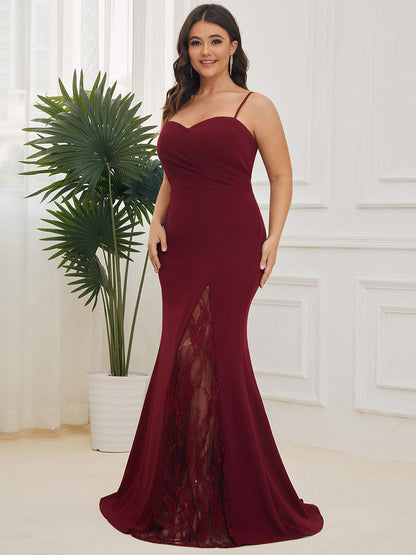 Elegant Plus Size V-Neck Fishtail Evening Gown