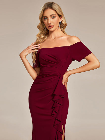 Off Shoulder Split Ruched Wholesale Evening Dresses