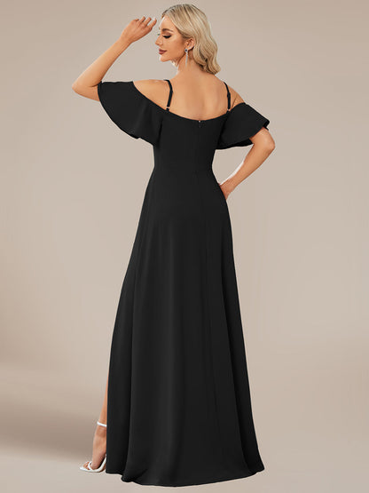 Wholesale Knitted Evening Gown with Off-Shoulder Detail