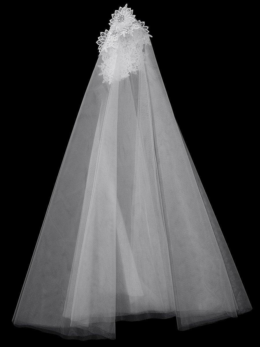 Simple V Neck Wholesale Lace Tulle Wedding Dress With Short Sleeves
