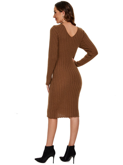 Midi Long Sleeve Bodycon Sweater Dress