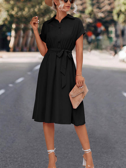 V Neck Belted Midi Dresses with Wholesale Pricing