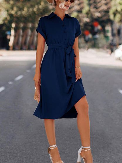 V Neck Belted Midi Dresses with Wholesale Pricing