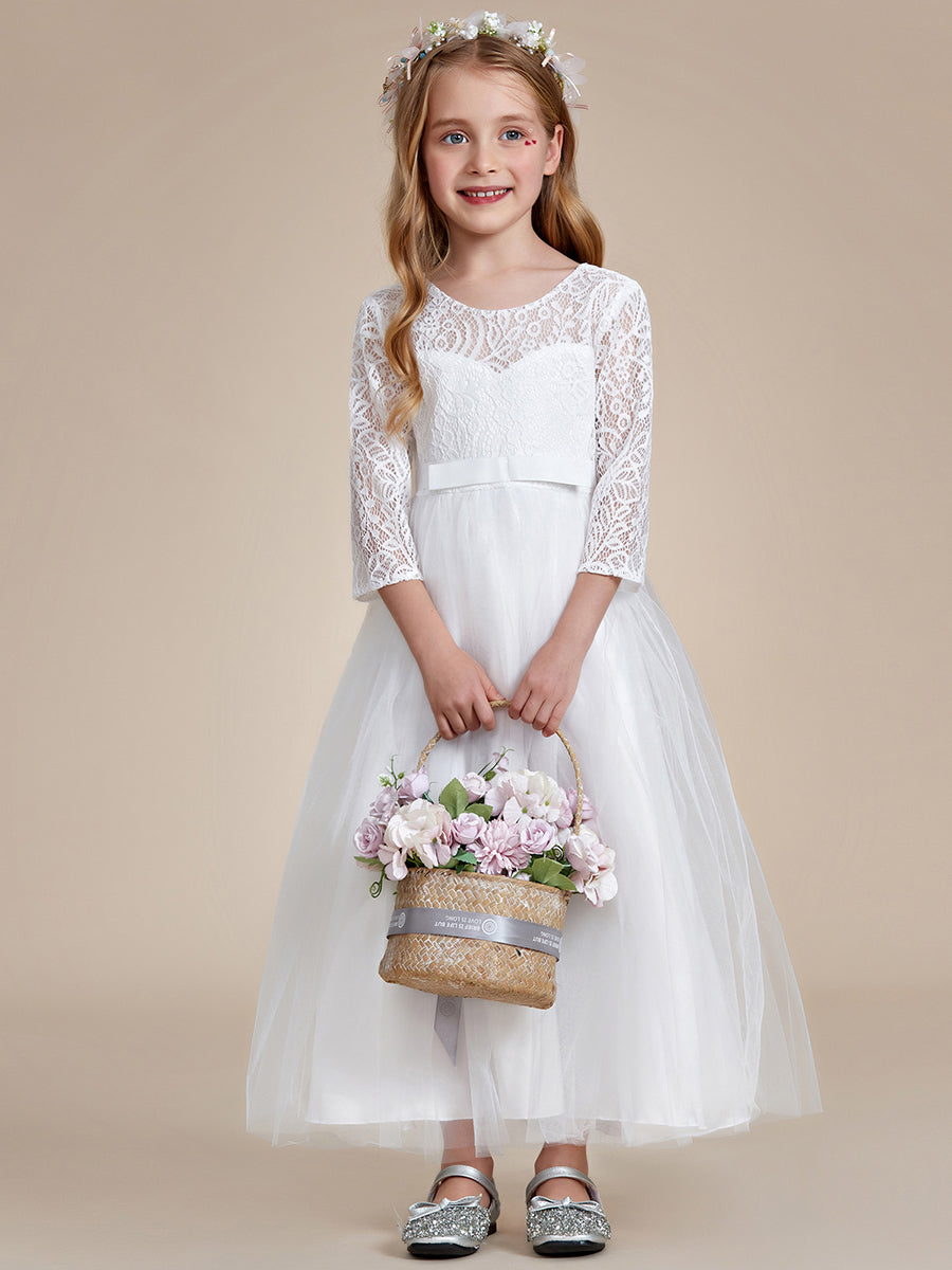 Enchanting Butterfly Bow Lace Flower Girl Gown