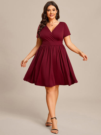 Elegant Plus Size V-Neck A-Line Evening Dress