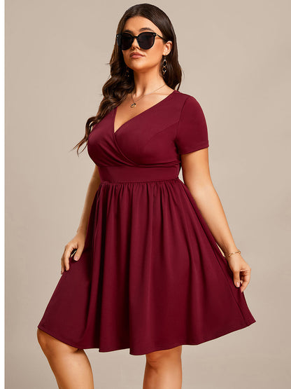 Elegant Plus Size V-Neck A-Line Evening Dress