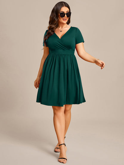 Elegant Plus Size V-Neck A-Line Evening Dress