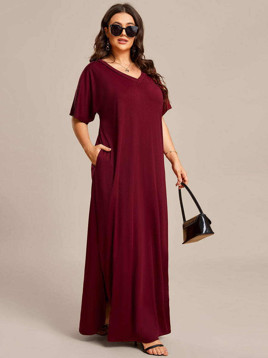 Enchanting V-Neck A-Line Split Bridesmaid Dress