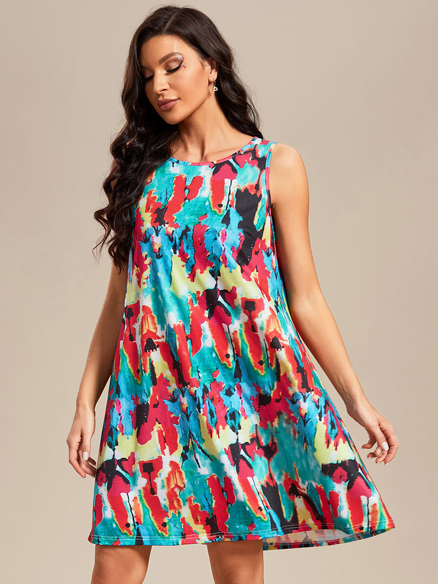 Loose A-Line Printed Strapless Wholesale Cocktail Dresses