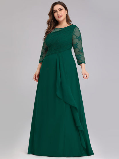 Elegant Plus Size Formal Evening Dress with Long Half Sleeves