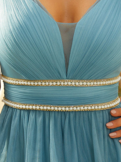 Fairy Glamour Spaghetti Strap V-Neck Asymmetrical Bridesmaid Gown