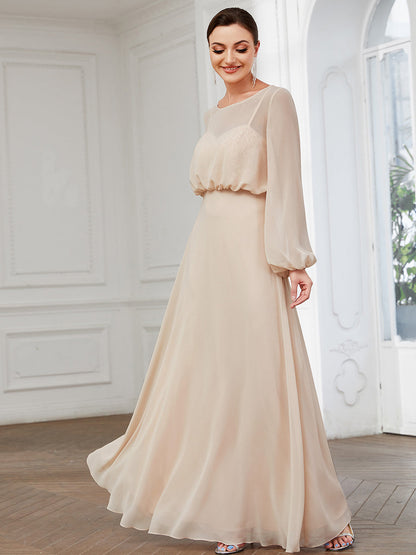 Elegant Long Sleeve A-Line Evening Gown for Wholesale Purchase