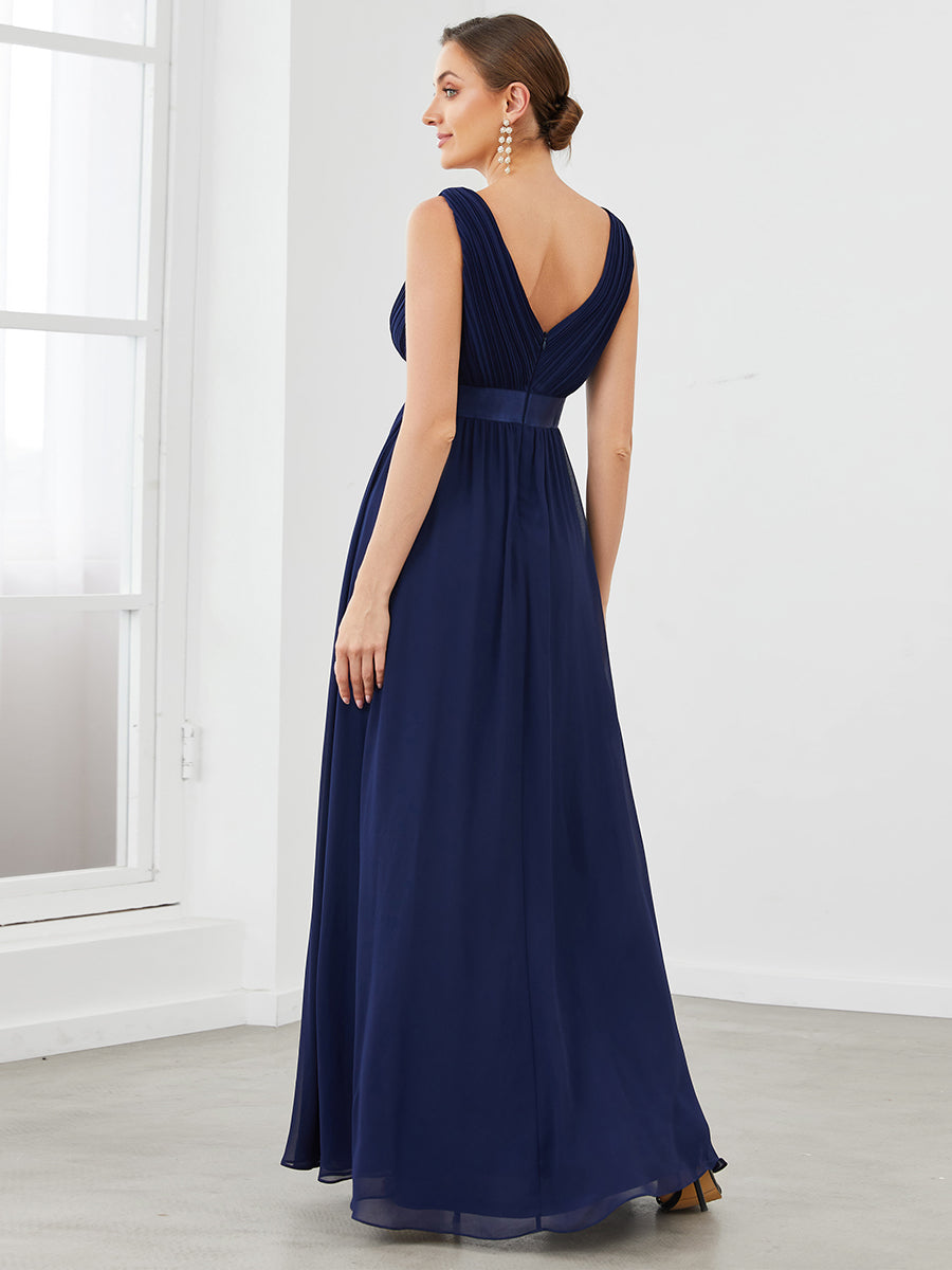 V Neck A Line Wholesale Bridesmaid Dresses with Pleated Decoration