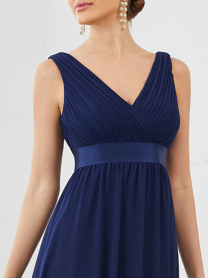 V Neck A Line Wholesale Bridesmaid Dresses with Pleated Decoration