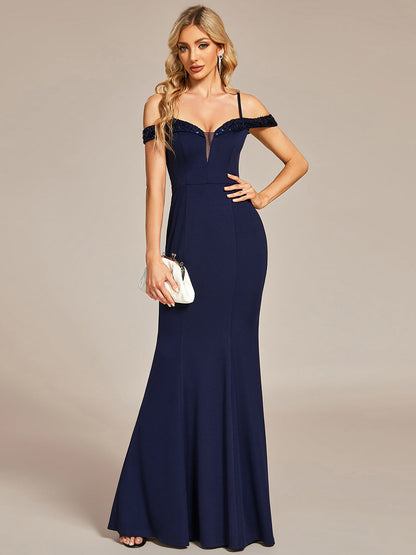 Glittering Off Shoulder Wholesale Evening Gowns